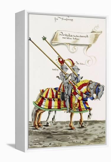 Two Knights in Jousting Armour (Gestech) and Armed with Lances, Illustration from a Facsimile…-Hans Burgkmair-Framed Premier Image Canvas