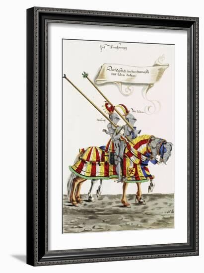 Two Knights in Jousting Armour (Gestech) and Armed with Lances, Illustration from a Facsimile…-Hans Burgkmair-Framed Premium Giclee Print