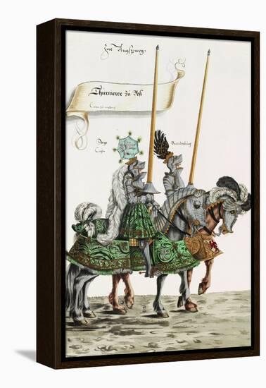 Two Knights in Jousting Armour (Gestech) and Armed with Lances, Illustration from a Facsimile…-Hans Burgkmair-Framed Premier Image Canvas