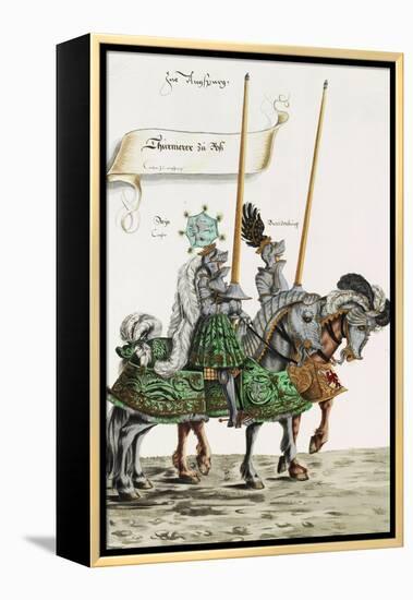 Two Knights in Jousting Armour (Gestech) and Armed with Lances, Illustration from a Facsimile…-Hans Burgkmair-Framed Premier Image Canvas