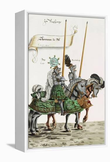 Two Knights in Jousting Armour (Gestech) and Armed with Lances, Illustration from a Facsimile…-Hans Burgkmair-Framed Premier Image Canvas