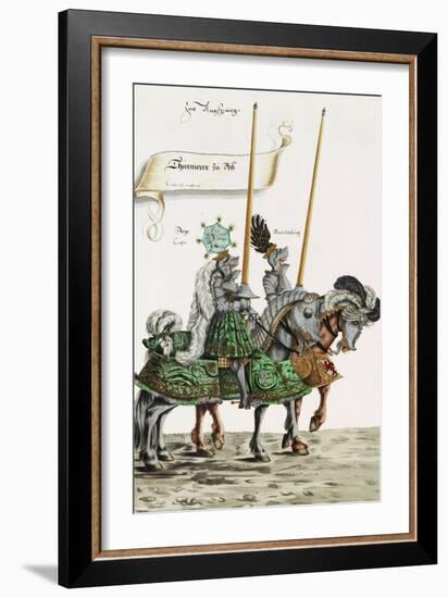 Two Knights in Jousting Armour (Gestech) and Armed with Lances, Illustration from a Facsimile…-Hans Burgkmair-Framed Giclee Print