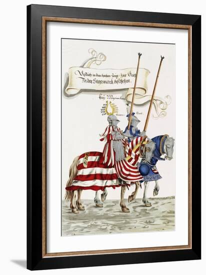 Two Knights in Jousting Armour (Gestech) and Armed with Lances, Illustration from a Facsimile…-Hans Burgkmair-Framed Giclee Print