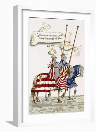 Two Knights in Jousting Armour (Gestech) and Armed with Lances, Illustration from a Facsimile…-Hans Burgkmair-Framed Giclee Print