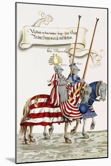 Two Knights in Jousting Armour (Gestech) and Armed with Lances, Illustration from a Facsimile…-Hans Burgkmair-Mounted Giclee Print