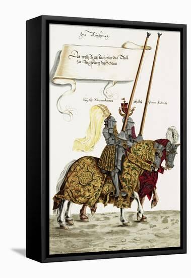 Two Knights in Jousting Armour (Gestech) and Armed with Lances, Illustration from a Facsimile…-Hans Burgkmair-Framed Premier Image Canvas