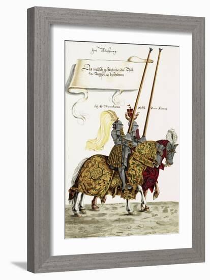 Two Knights in Jousting Armour (Gestech) and Armed with Lances, Illustration from a Facsimile…-Hans Burgkmair-Framed Giclee Print