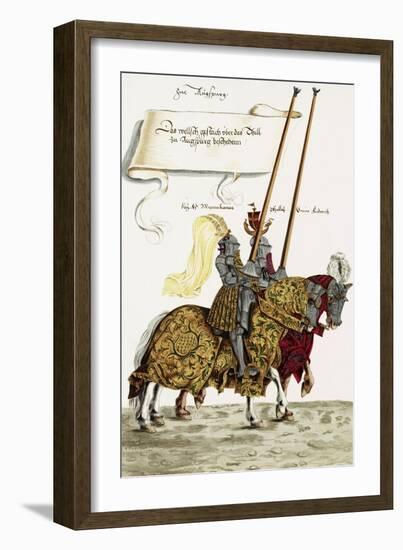 Two Knights in Jousting Armour (Gestech) and Armed with Lances, Illustration from a Facsimile…-Hans Burgkmair-Framed Giclee Print