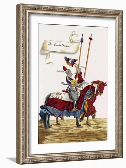 Two Knights in Jousting Armour (Gestech) and Armed with Lances, Illustration from a Facsimile…-Hans Burgkmair-Framed Giclee Print