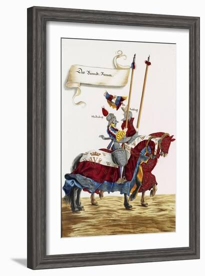 Two Knights in Jousting Armour (Gestech) and Armed with Lances, Illustration from a Facsimile…-Hans Burgkmair-Framed Giclee Print