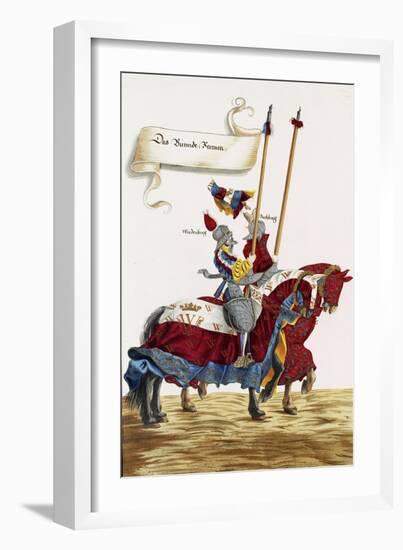 Two Knights in Jousting Armour (Gestech) and Armed with Lances, Illustration from a Facsimile…-Hans Burgkmair-Framed Giclee Print