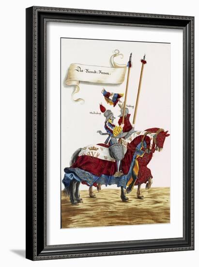 Two Knights in Jousting Armour (Gestech) and Armed with Lances, Illustration from a Facsimile…-Hans Burgkmair-Framed Giclee Print