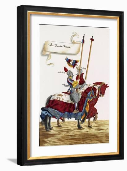 Two Knights in Jousting Armour (Gestech) and Armed with Lances, Illustration from a Facsimile…-Hans Burgkmair-Framed Giclee Print