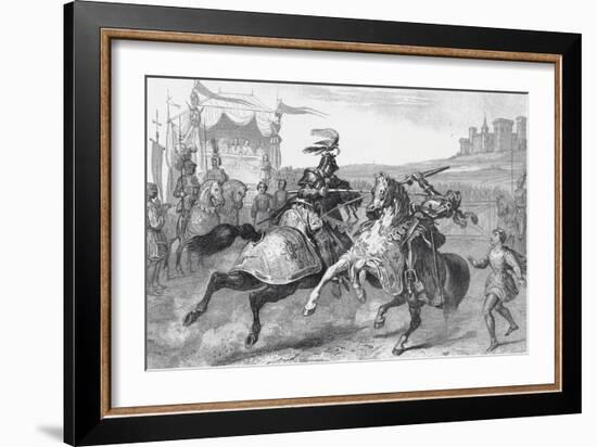 Two Knights Jousting at a Tournament in Germany-null-Framed Giclee Print