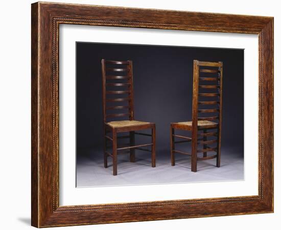 Two Ladder Back Chairs, for Miss Cranston's Tea Rooms, Glasgow, C.1903-Charles Rennie Mackintosh-Framed Giclee Print