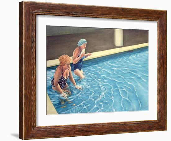 Two Ladies Getting into a Swimming Pool, 2000-Peter Breeden-Framed Giclee Print