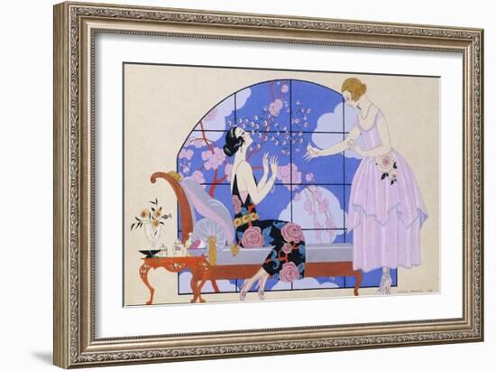 Two Ladies in a Salon, 1924-Georges Barbier-Framed Giclee Print