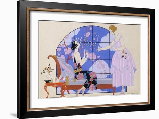 Two Ladies in a Salon, 1924-Georges Barbier-Framed Giclee Print