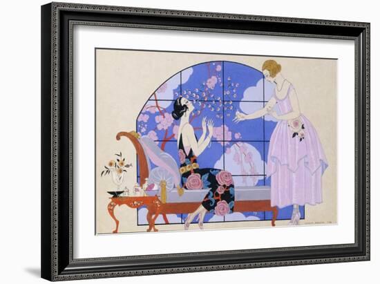 Two Ladies in a Salon, 1924-Georges Barbier-Framed Giclee Print