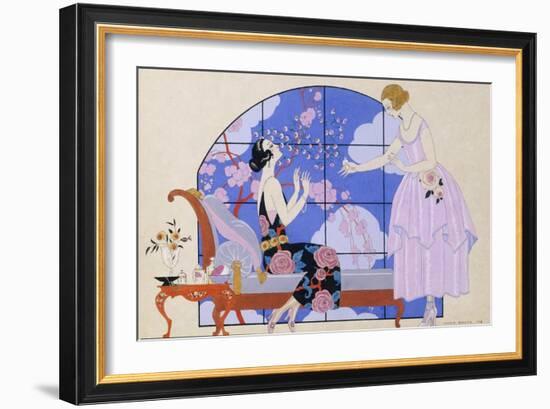 Two Ladies in a Salon, 1924-Georges Barbier-Framed Giclee Print