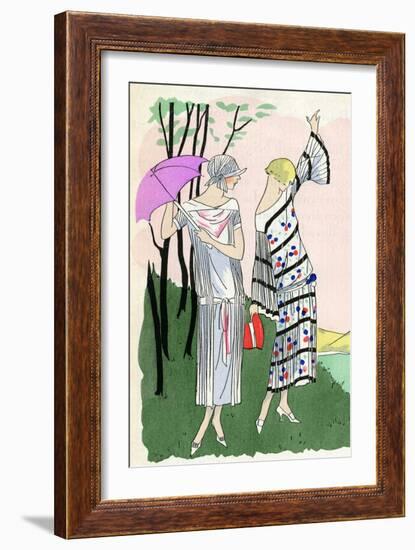 Two Ladies in Outfits by Doucet and Martial Et Armand-null-Framed Art Print