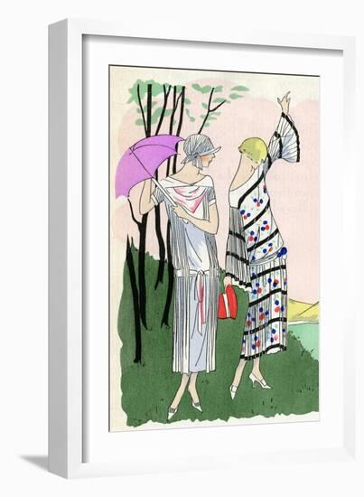 Two Ladies in Outfits by Doucet and Martial Et Armand-null-Framed Art Print