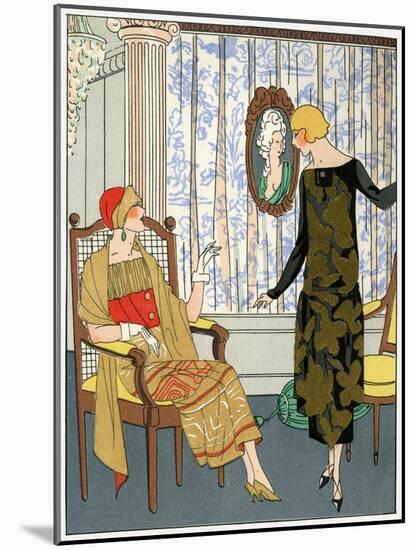 Two Ladies in Outfits by Doucet-null-Mounted Art Print