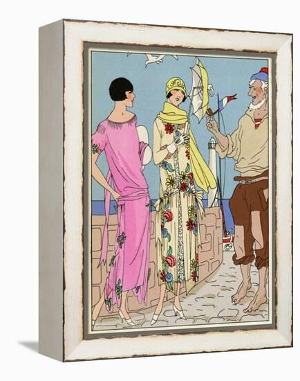 Two Ladies in Summer Outfits by Bernard-null-Framed Stretched Canvas