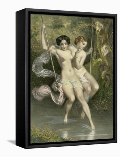 Two Ladies on a Swing, Illustration from "Les Sylphides"-Charles Bargue-Framed Premier Image Canvas