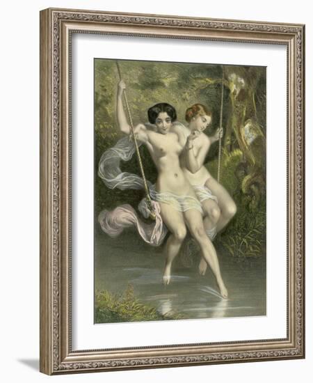 Two Ladies on a Swing, Illustration from "Les Sylphides"-Charles Bargue-Framed Giclee Print