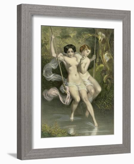 Two Ladies on a Swing, Illustration from "Les Sylphides"-Charles Bargue-Framed Giclee Print