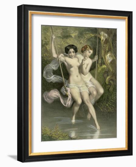 Two Ladies on a Swing, Illustration from "Les Sylphides"-Charles Bargue-Framed Giclee Print