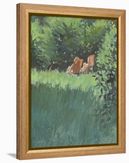 Two Ladies Relaxing In Sun-Jennifer Wright-Framed Premier Image Canvas