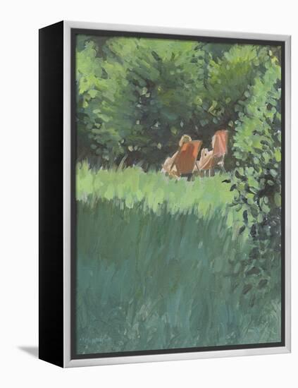 Two Ladies Relaxing In Sun-Jennifer Wright-Framed Premier Image Canvas