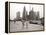 Two Ladies Walking the Sidewalk Skyscrapers in Chicago America's Windy City, in the 1960s-null-Framed Premier Image Canvas