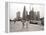 Two Ladies Walking the Sidewalk Skyscrapers in Chicago America's Windy City, in the 1960s-null-Framed Premier Image Canvas