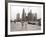 Two Ladies Walking the Sidewalk Skyscrapers in Chicago America's Windy City, in the 1960s-null-Framed Photographic Print