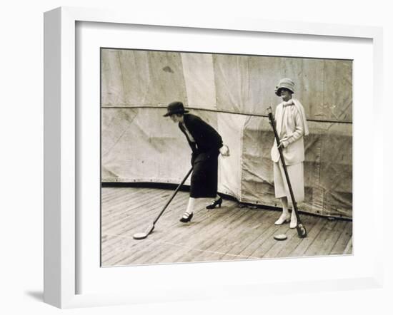 Two Lady Passengers Playing Deck Games on the Boat During the Journey to Egypt, 1923-Harry Burton-Framed Photographic Print