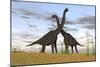 Two Large Brachiosaurus in Prehistoric Grasslands-null-Mounted Art Print