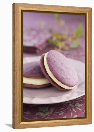 Two Lavender Whoopie Pies on a Plate-Lew Robertson-Framed Premier Image Canvas