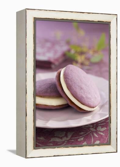 Two Lavender Whoopie Pies on a Plate-Lew Robertson-Framed Premier Image Canvas