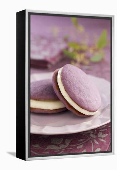 Two Lavender Whoopie Pies on a Plate-Lew Robertson-Framed Premier Image Canvas