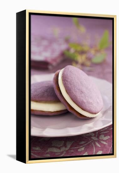 Two Lavender Whoopie Pies on a Plate-Lew Robertson-Framed Premier Image Canvas