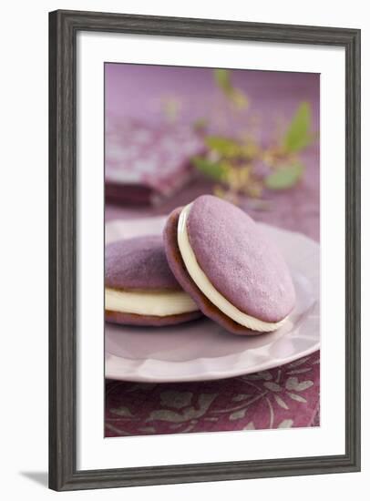 Two Lavender Whoopie Pies on a Plate-Lew Robertson-Framed Photographic Print