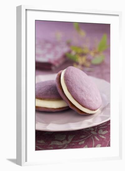 Two Lavender Whoopie Pies on a Plate-Lew Robertson-Framed Photographic Print