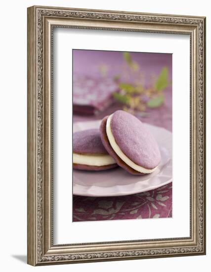 Two Lavender Whoopie Pies on a Plate-Lew Robertson-Framed Photographic Print