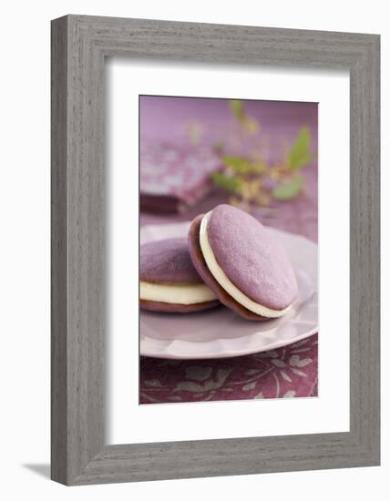 Two Lavender Whoopie Pies on a Plate-Lew Robertson-Framed Photographic Print