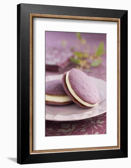 Two Lavender Whoopie Pies on a Plate-Lew Robertson-Framed Photographic Print