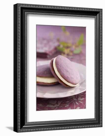 Two Lavender Whoopie Pies on a Plate-Lew Robertson-Framed Photographic Print