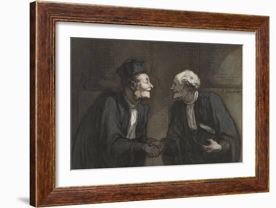 Two Lawyers Shake Hands, C. 1840-60-Honore Daumier-Framed Art Print